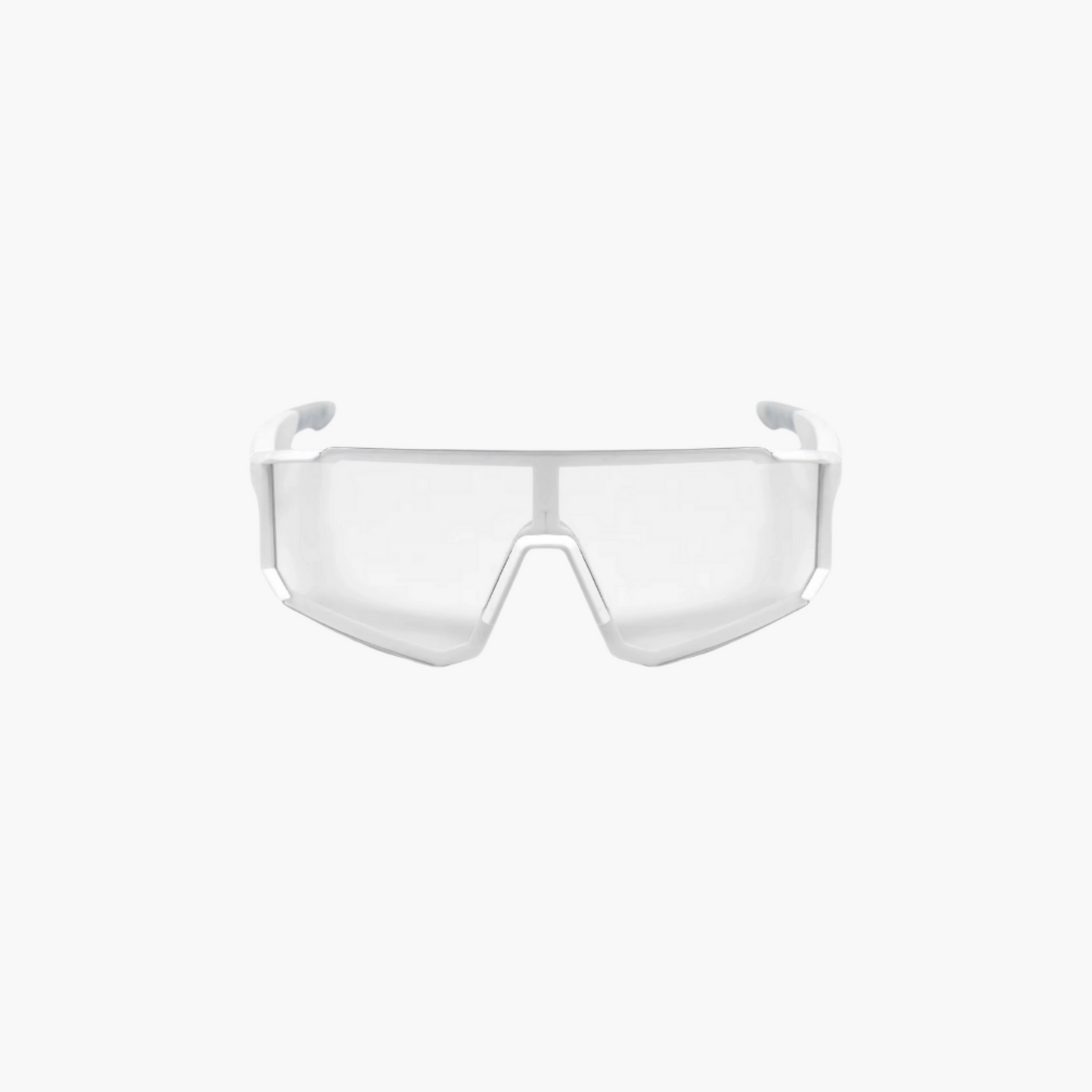 Clear sports glasses with photochromic lense on a white background