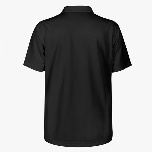 Black polo shirt on a white background