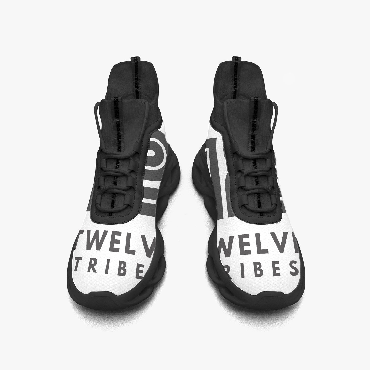 12 Tribes "Bounce" High-top Mesh Knit Sneakers Black Front