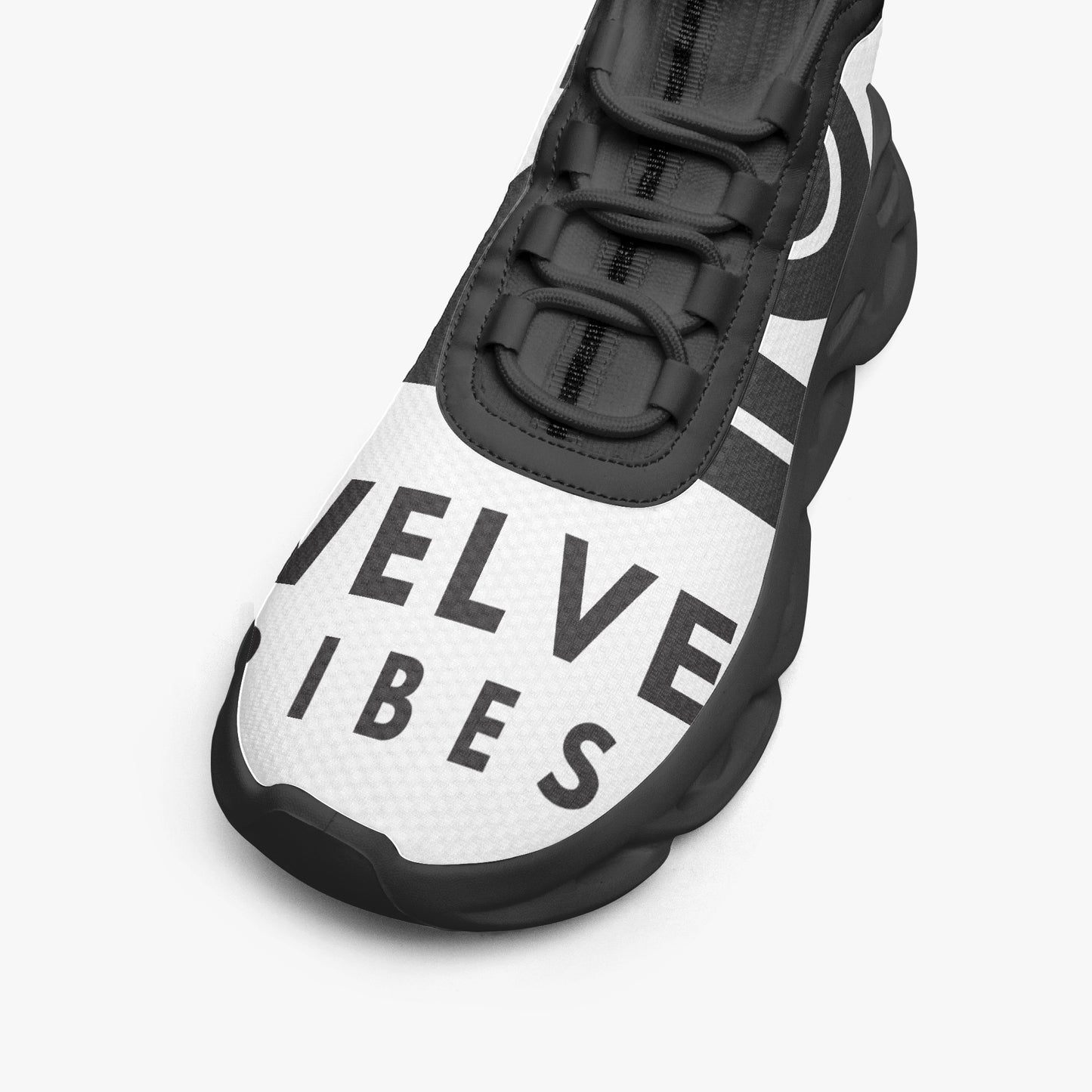 12 Tribes "Bounce" High-top Mesh Knit Sneakers Black Left