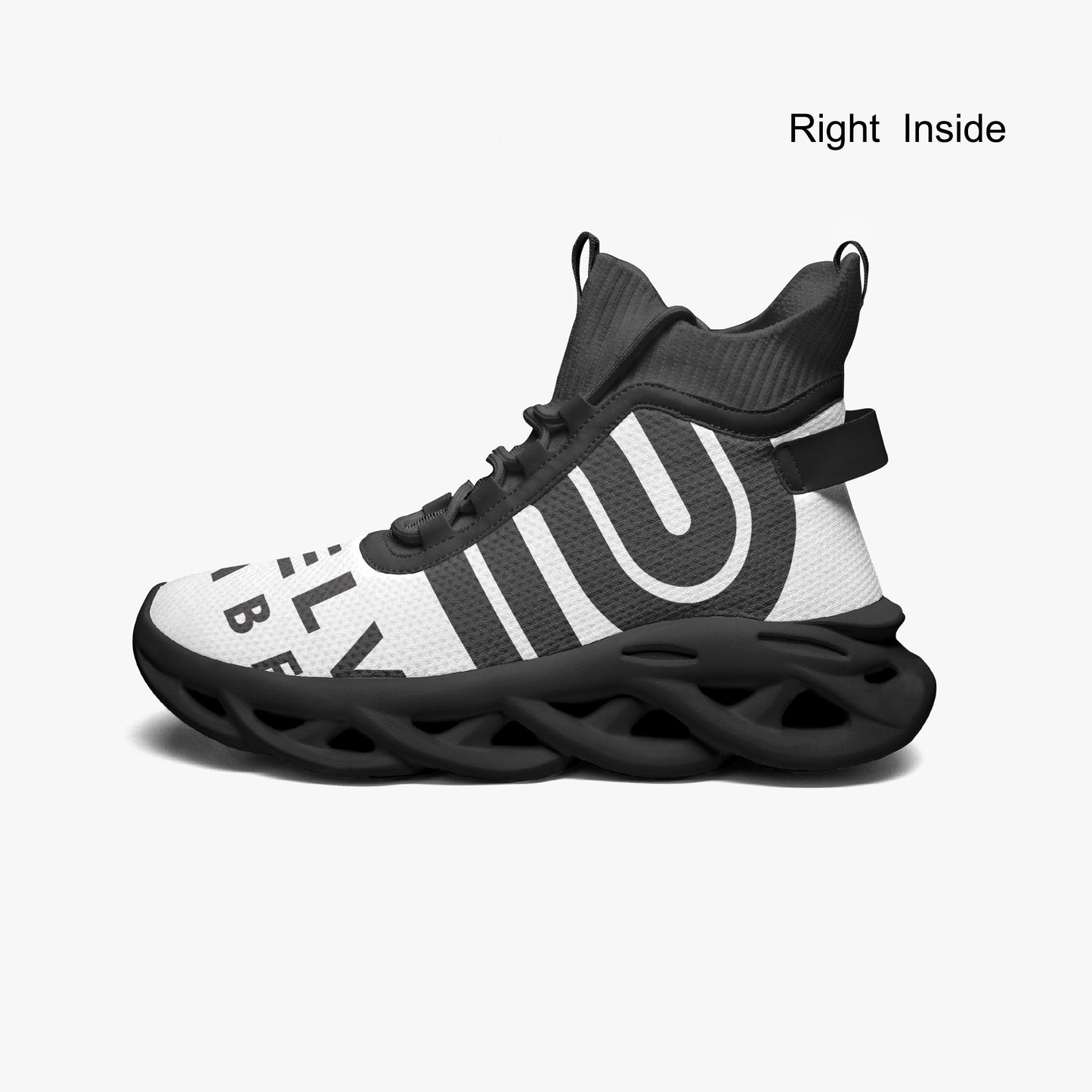 12 Tribes "Bounce" High-top Mesh Knit Sneakers Black Right Inside