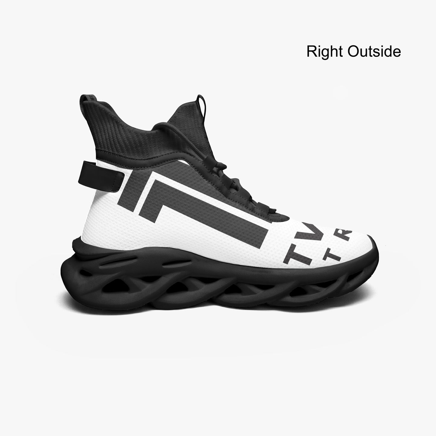 12 Tribes "Bounce" High-top Mesh Knit Sneakers Black Right Outside