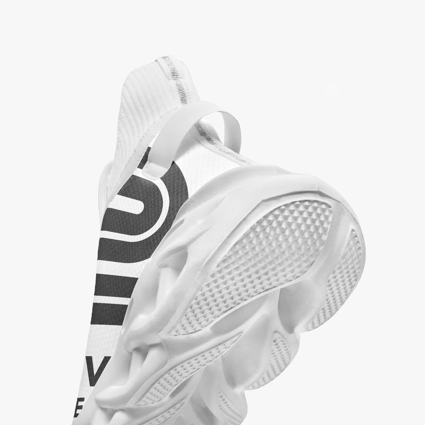 12 Tribes "Bounce" High-top Mesh Knit Sneakers White Right Heel