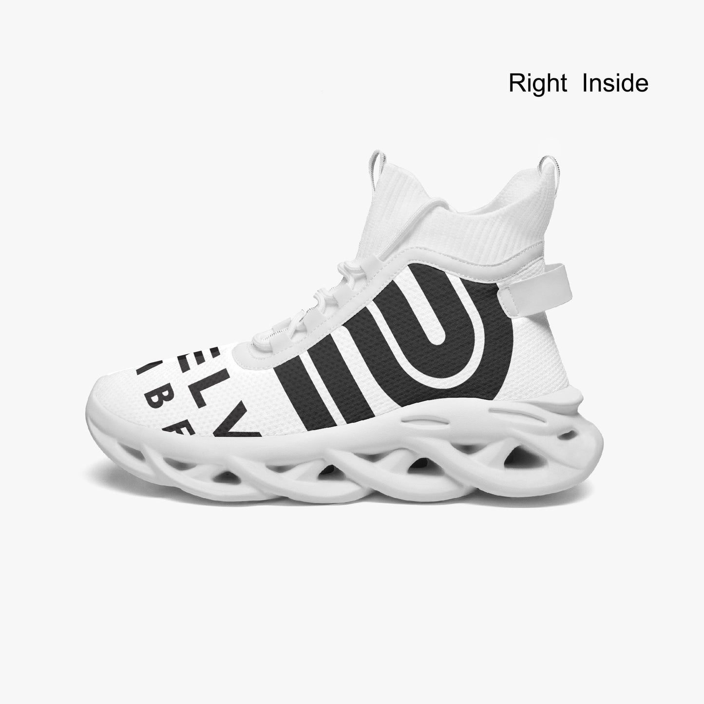 12 Tribes "Bounce" High-top Mesh Knit Sneakers White Right Inside