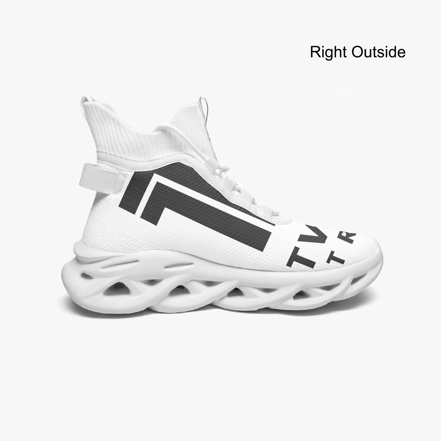 12 Tribes "Bounce" High-top Mesh Knit Sneakers White Right Outside