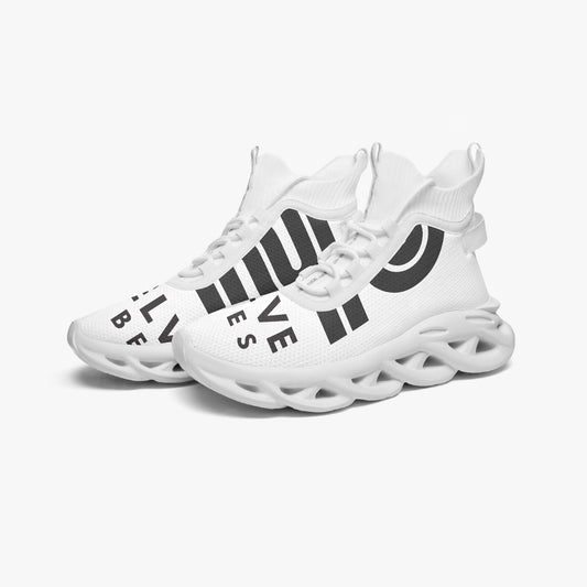 12 Tribes "Bounce" High-top Mesh Knit Sneakers White Staggered