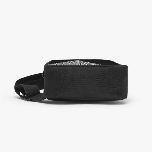 Black waist bag on a white background
