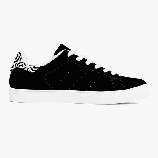 12 Tribes "Commit – Stealth Black" Low-Top Leather Sneakers – White/Black