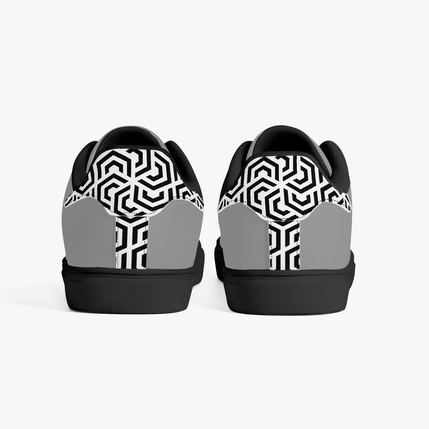 12 Tribes "Commit – Stealth Grey" Low-Top Leather Sneakers – White/Black