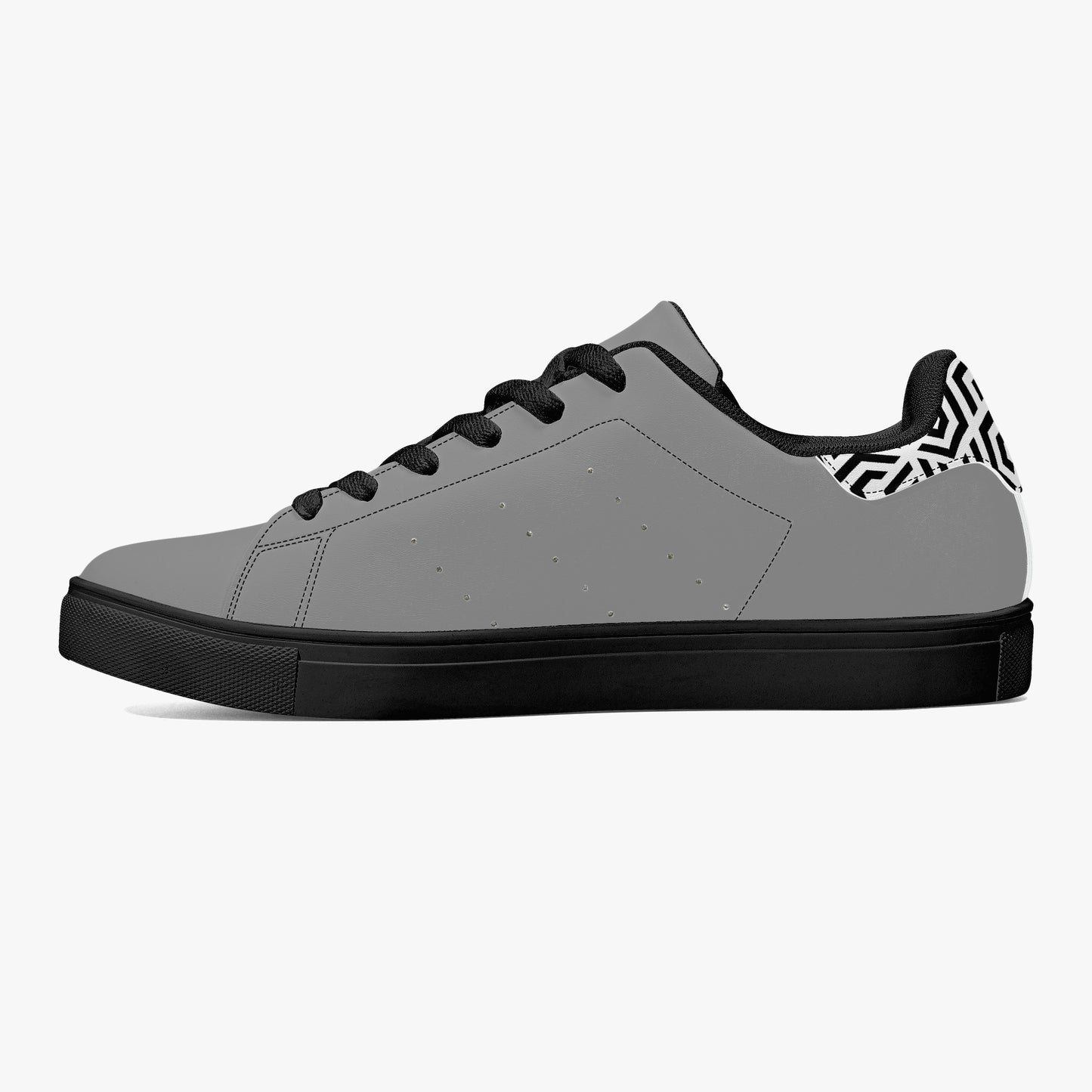 12 Tribes "Commit – Stealth Grey" Low-Top Leather Sneakers – White/Black