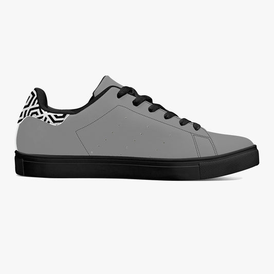 12 Tribes "Commit – Stealth Grey" Low-Top Leather Sneakers – White/Black