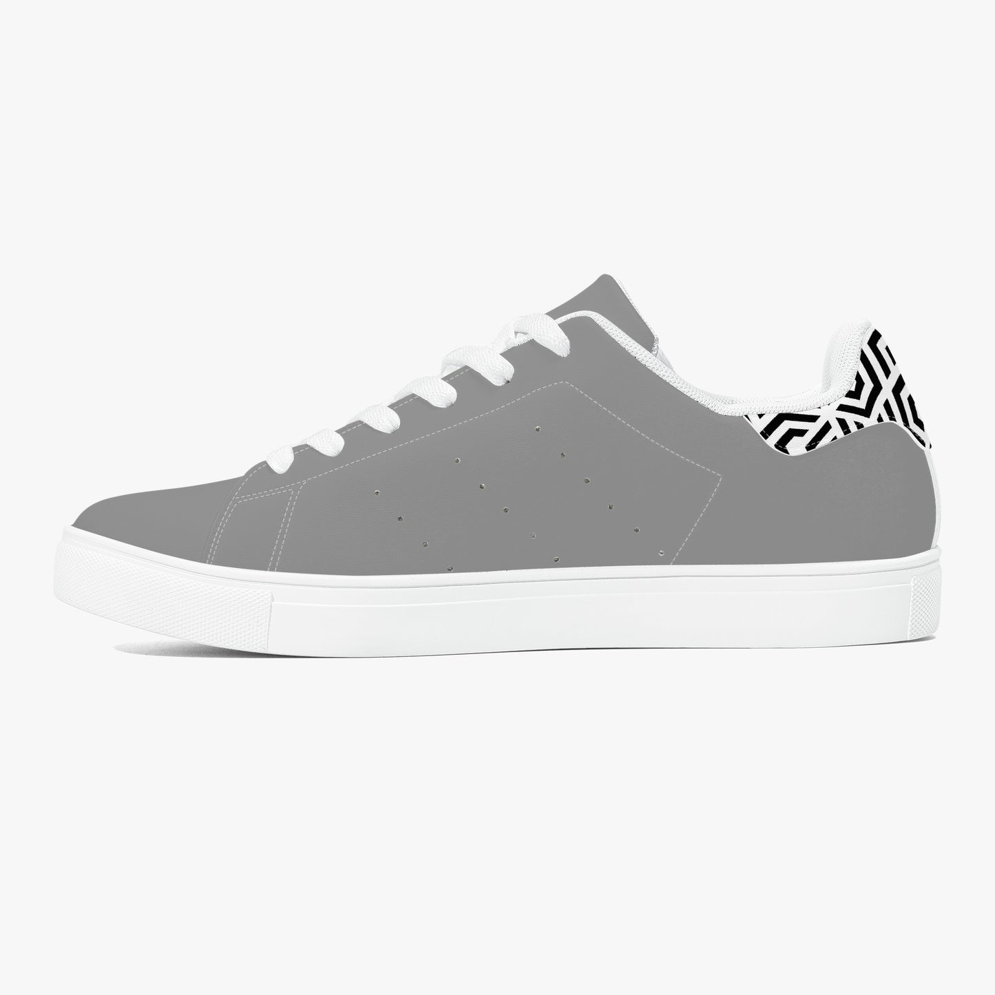 12 Tribes "Commit – Stealth Grey" Low-Top Leather Sneakers – White/Black