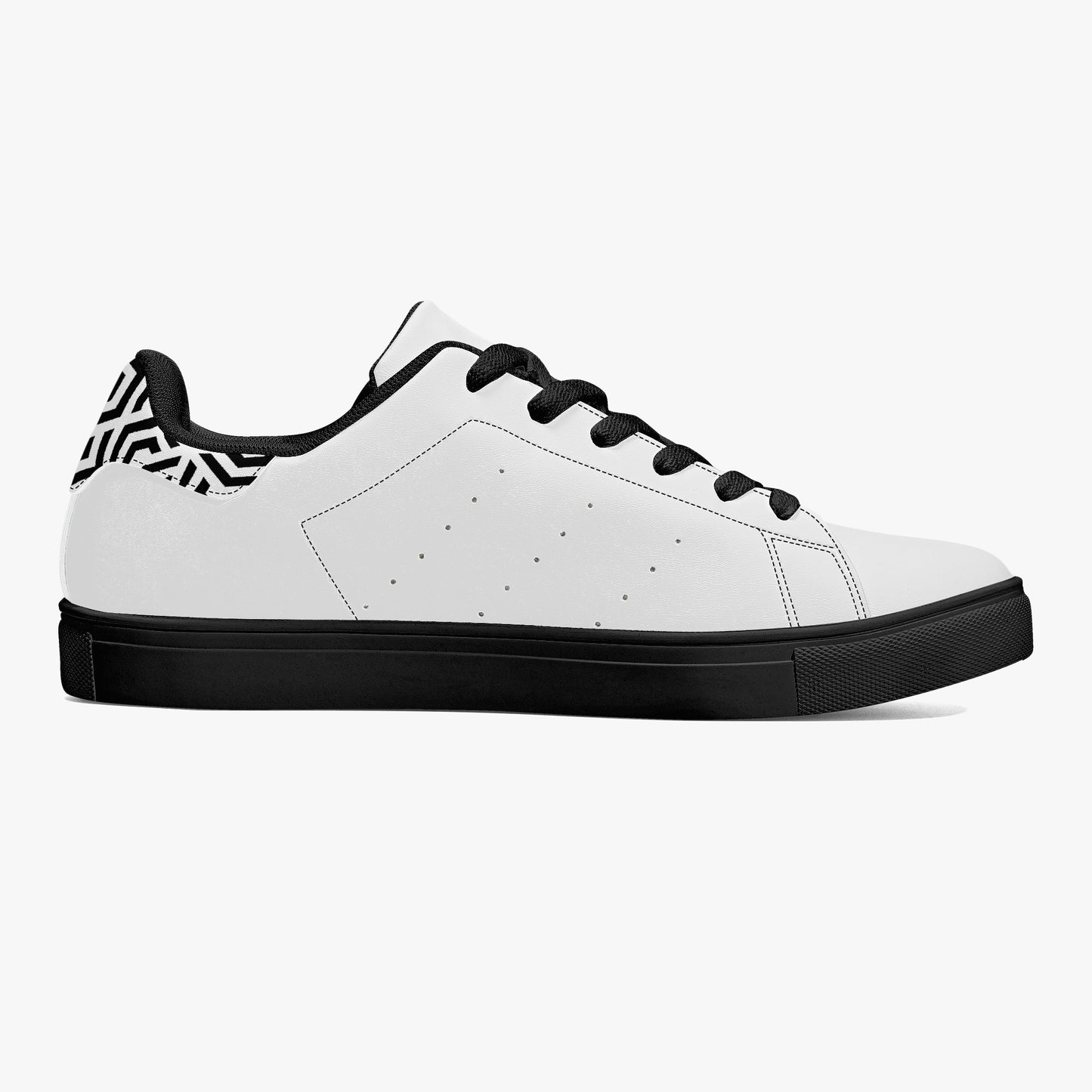 White sneaker with black accents on a white background