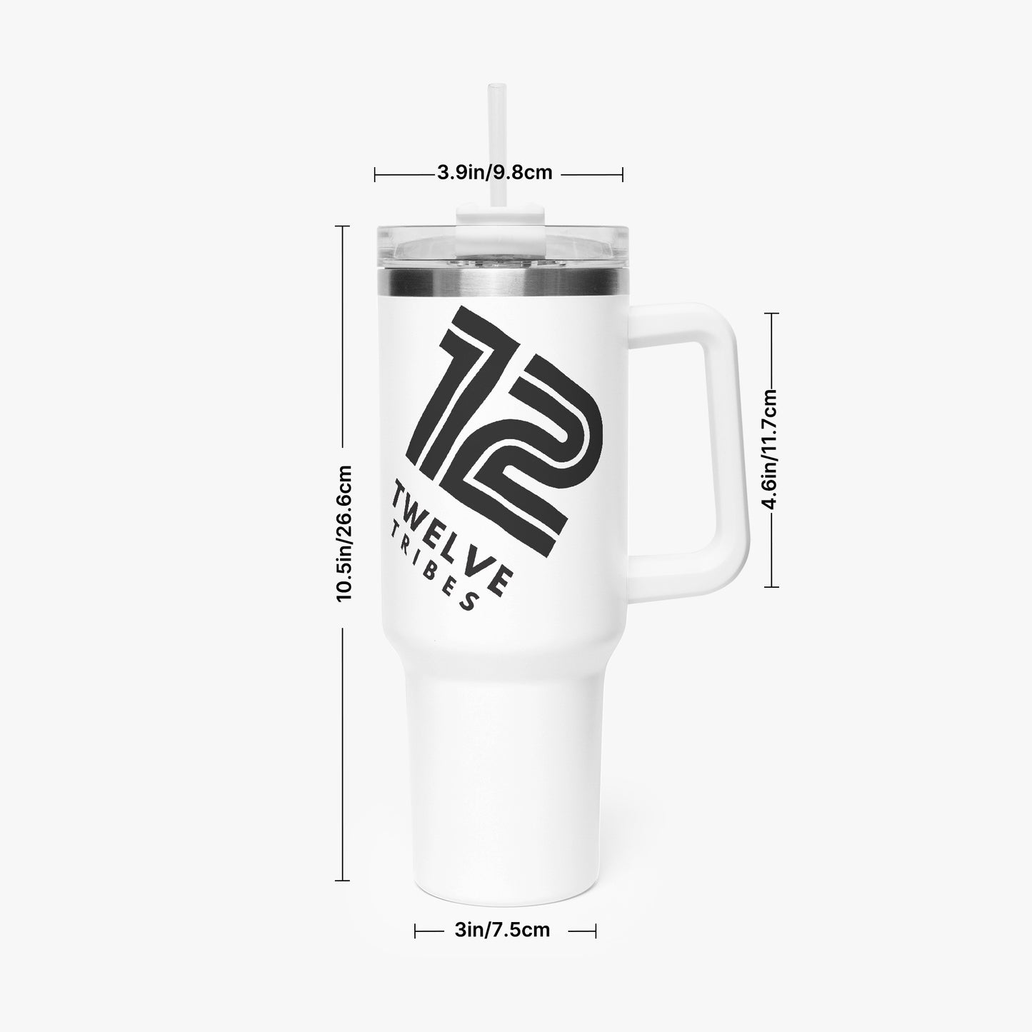 12 Tribes "Dual" Logo Wrap Around 40oz Car Tumbler Cup Dimensions