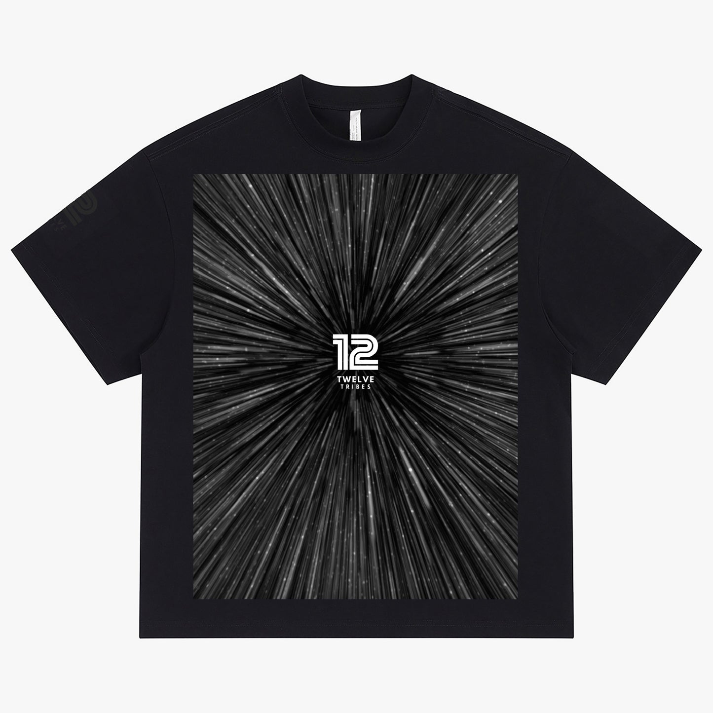 12 Tribes "Emit" Crew-Neck Oversize T-shirt Black Front