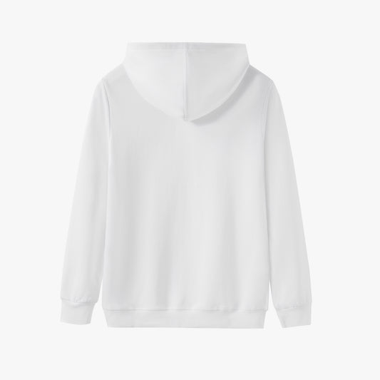 White hoodie on a light gray background