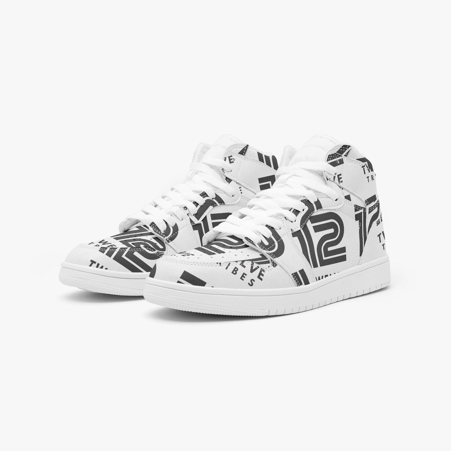 12 Tribes "Scattered" High-Top Leather Sneakers Staggered