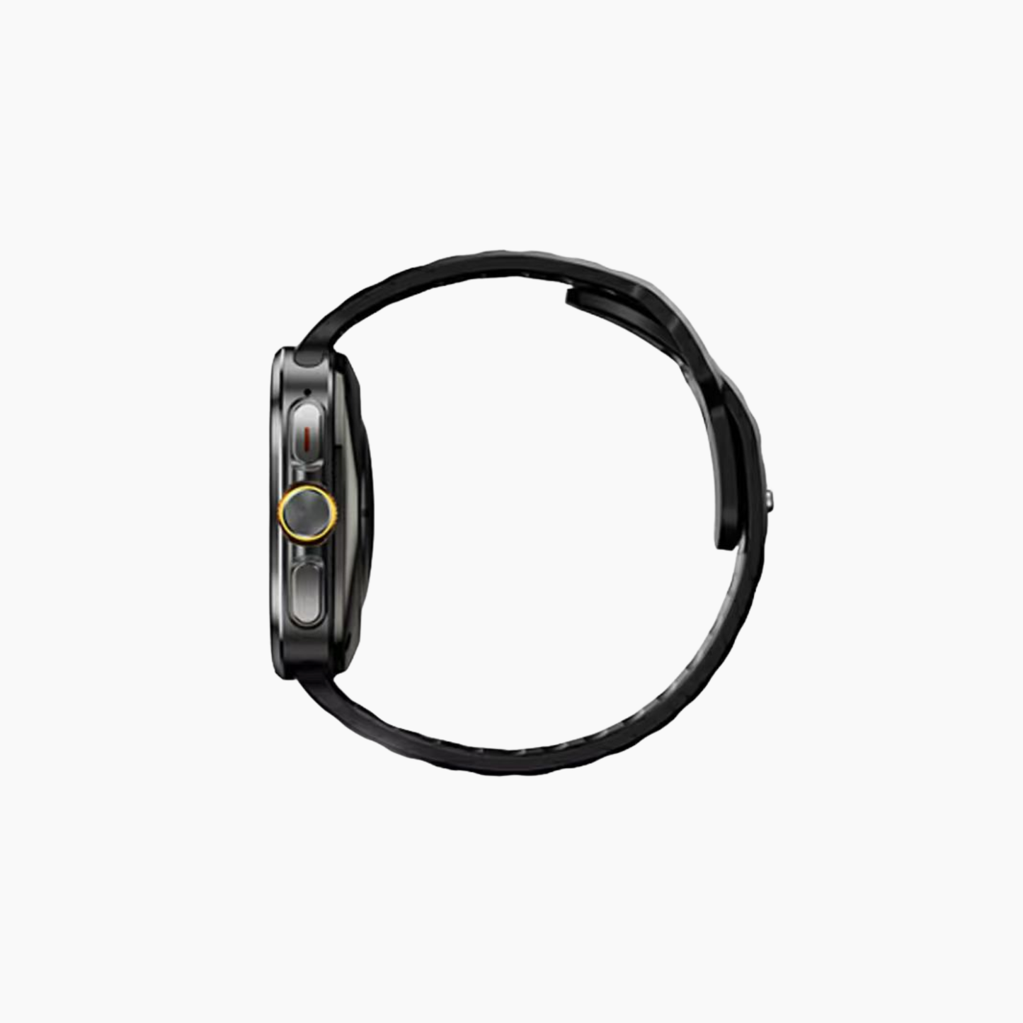 Smartwatch with a black band on a white background