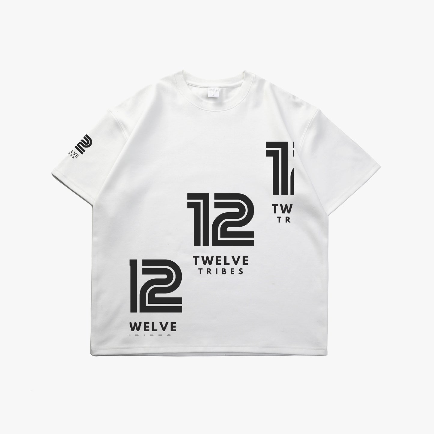 12 Tribes "Step Up" Simple Style Solid T-shirt White Front