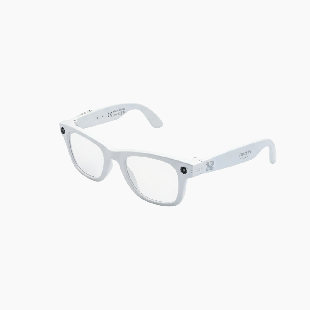 White eyeglasses on a white background