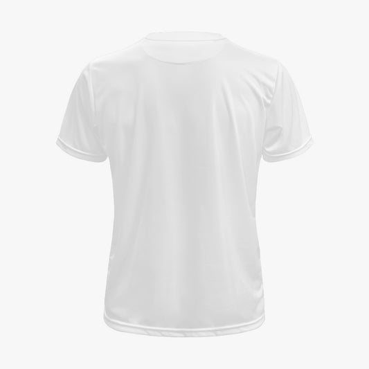 Plain white t-shirt on a light gray background