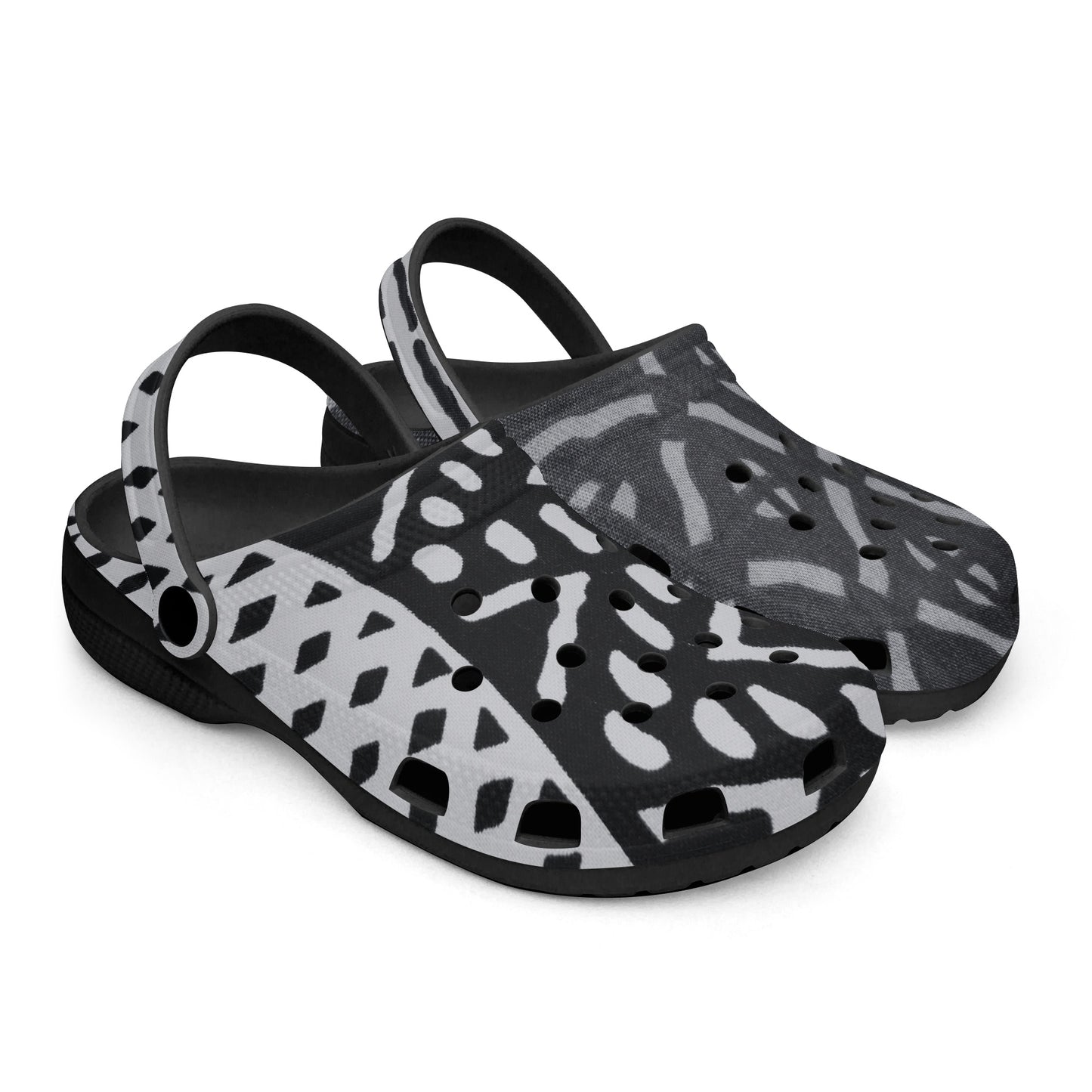 LION OF JUDAH "100" Black-base AOP Clogs Staggered