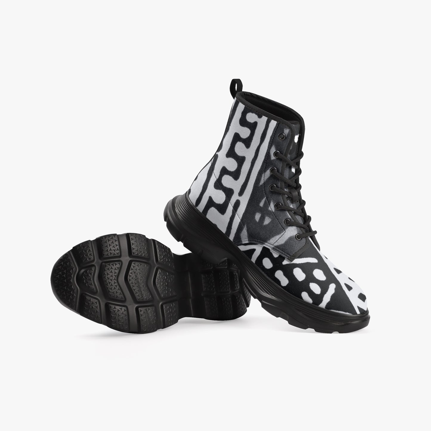 LION OF JUDAH "11111" Casual Leather Chunky Boots Bottom
