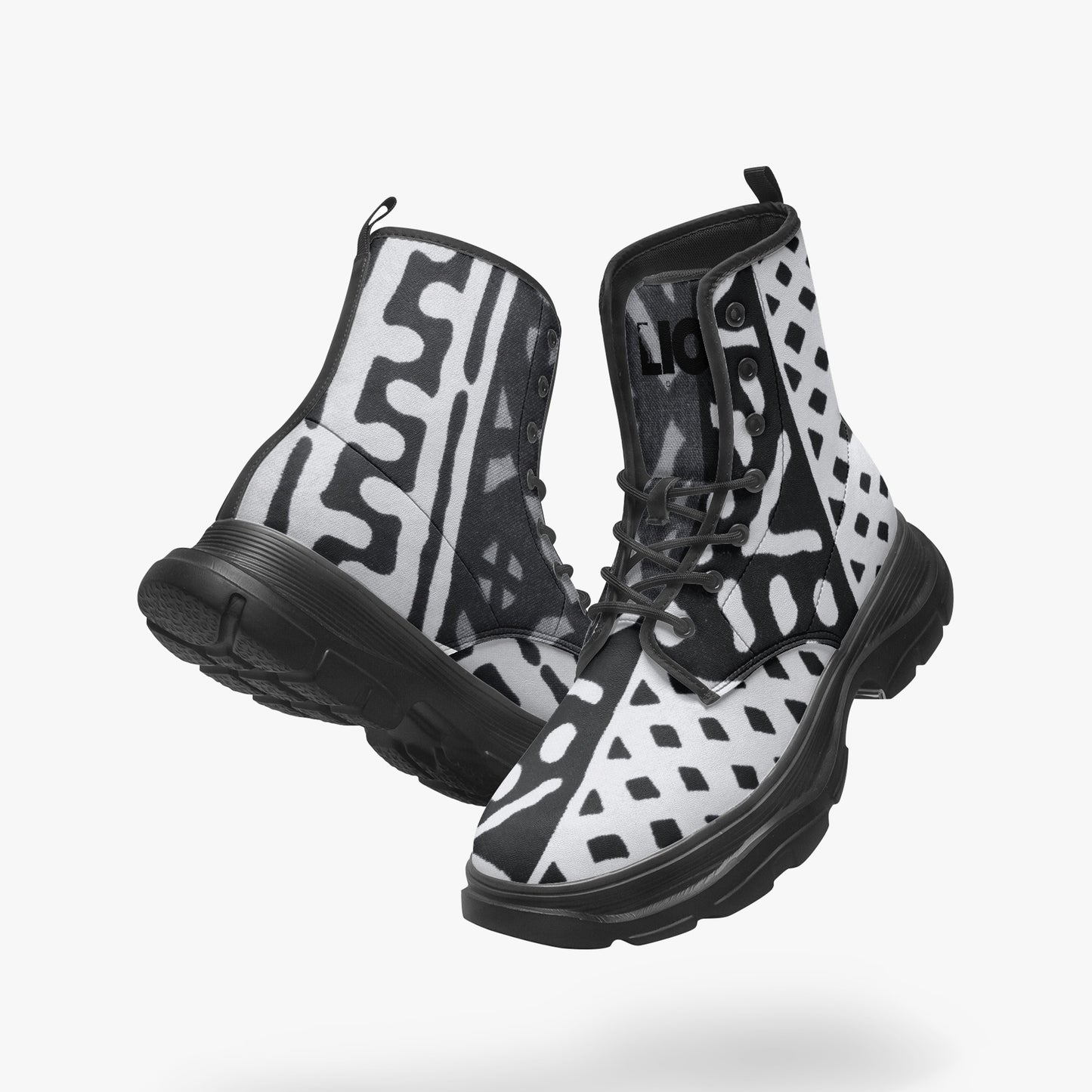 LION OF JUDAH "11111" Casual Leather Chunky Boots Cross