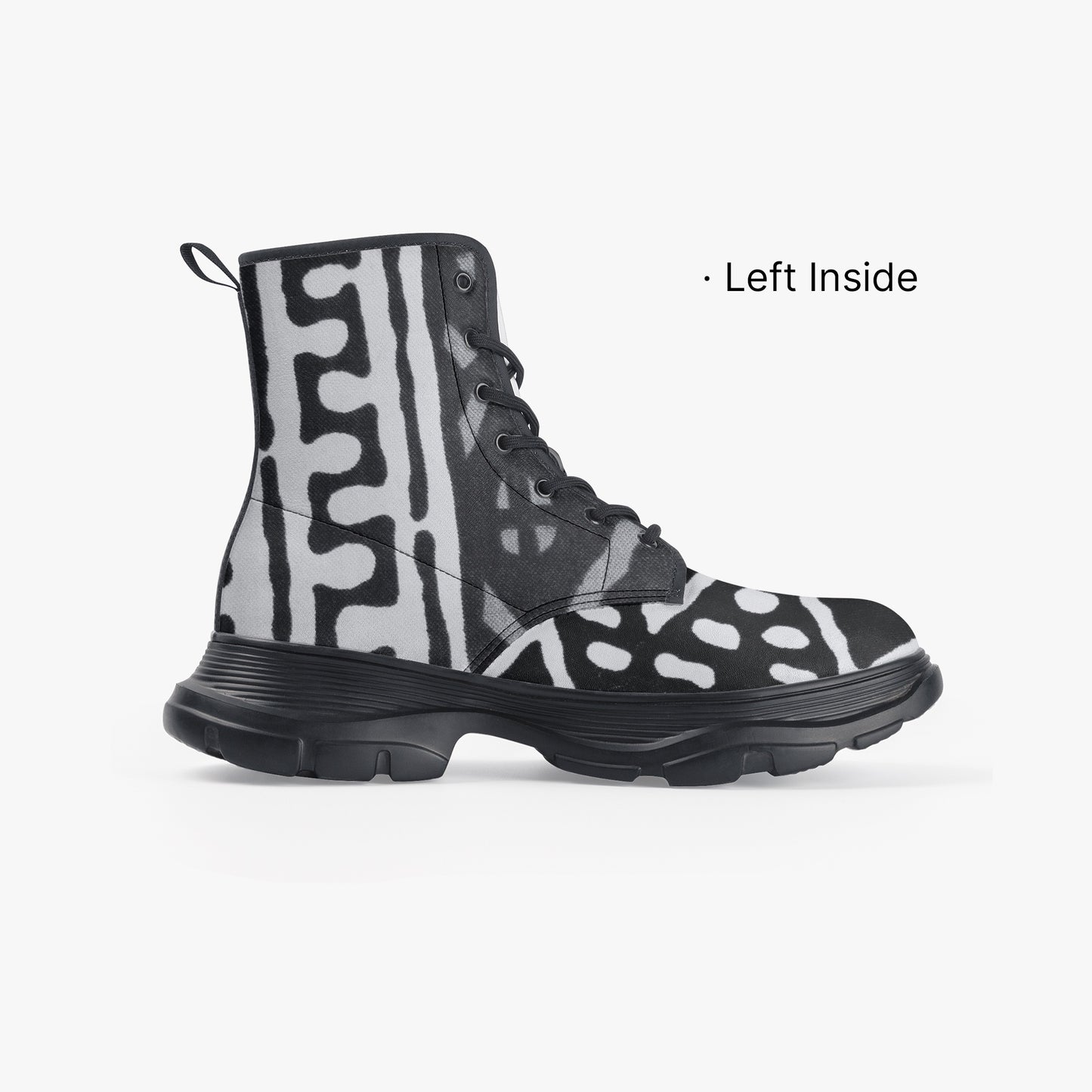 LION OF JUDAH "11111" Casual Leather Chunky Boots Front Left Inside