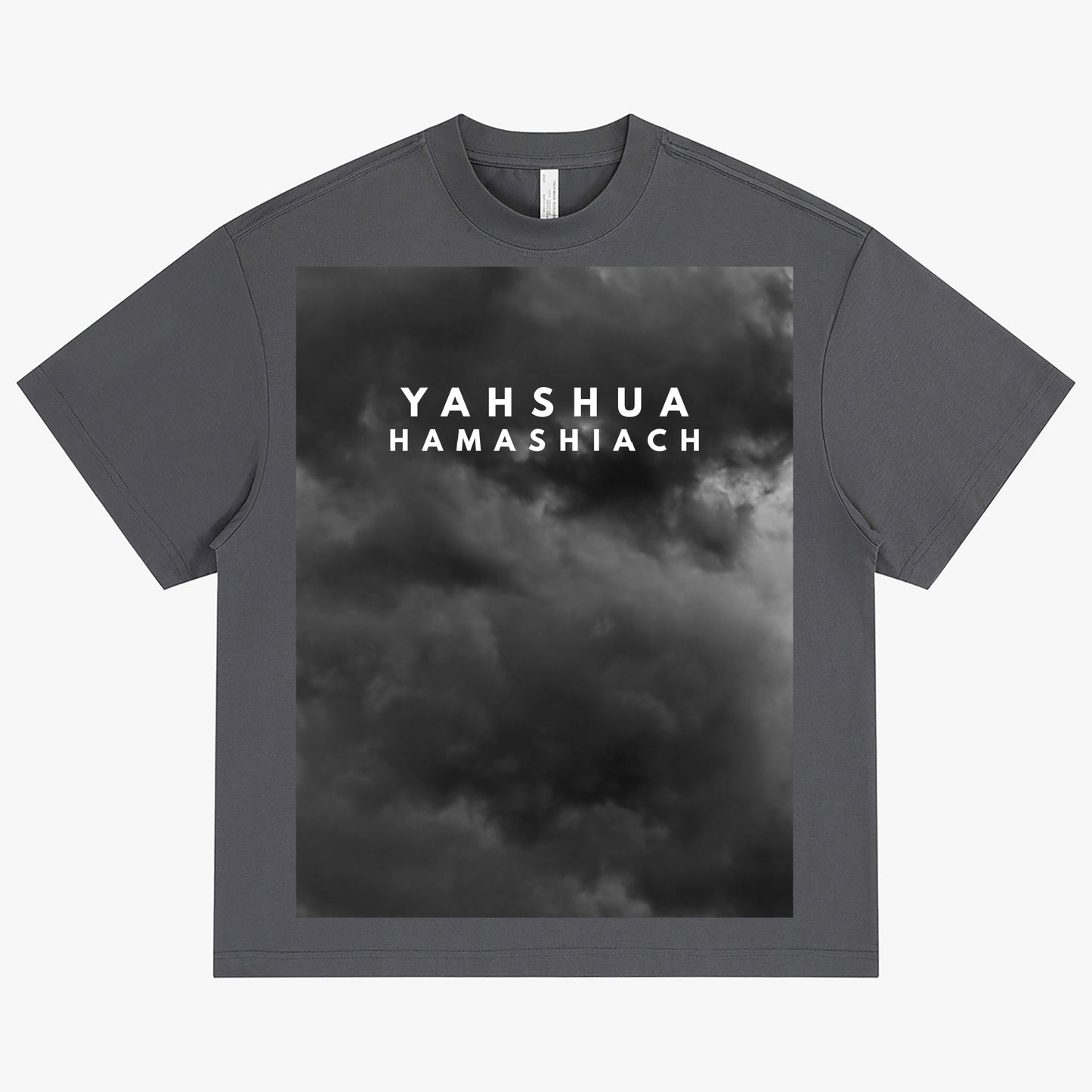 YAHSHUA HAMASHIACH "Ascension" Crew-Neck Oversize T-shirt Grey Front
