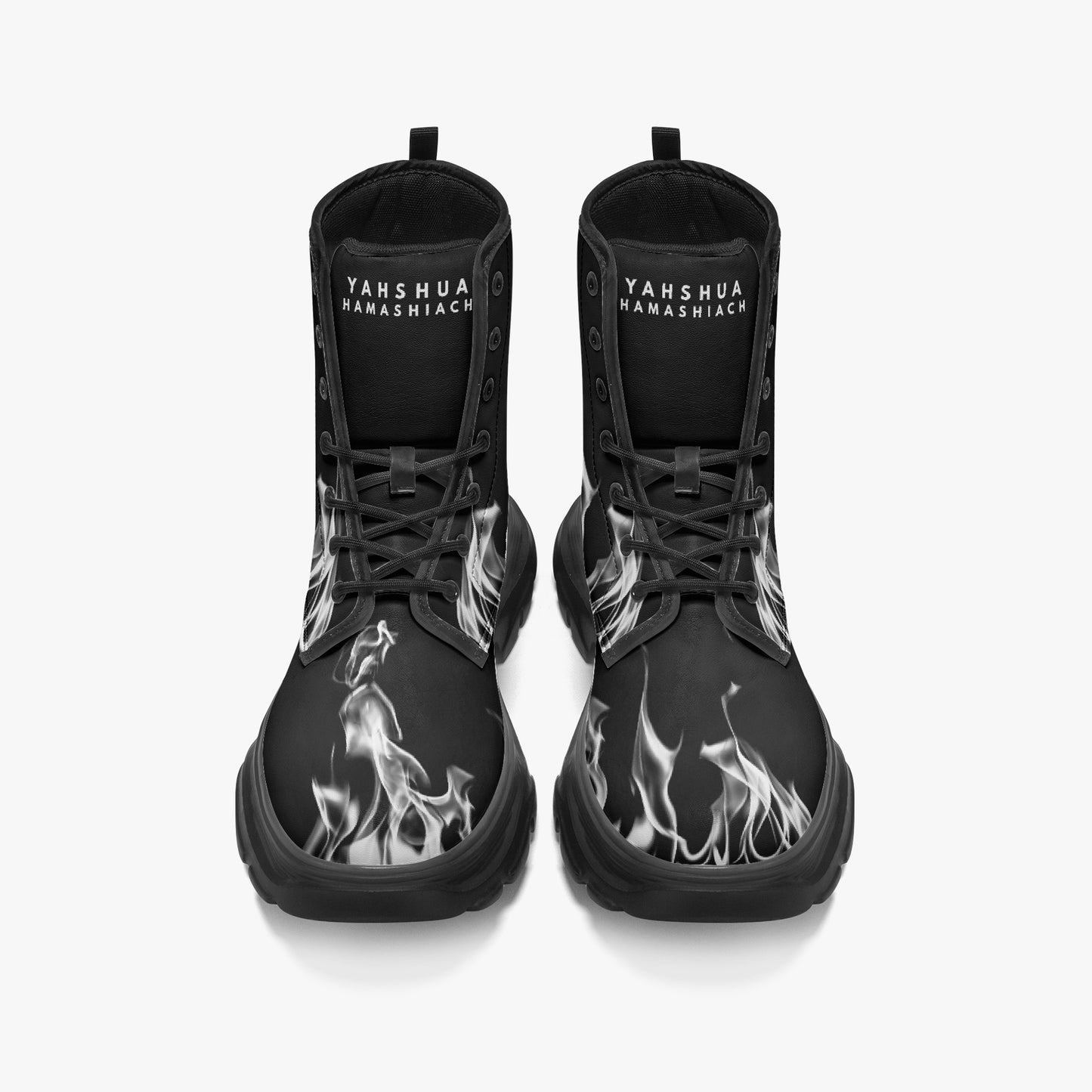 YAHSHUA HAMASHIACH "Consume" Leather Chunky Boots Front