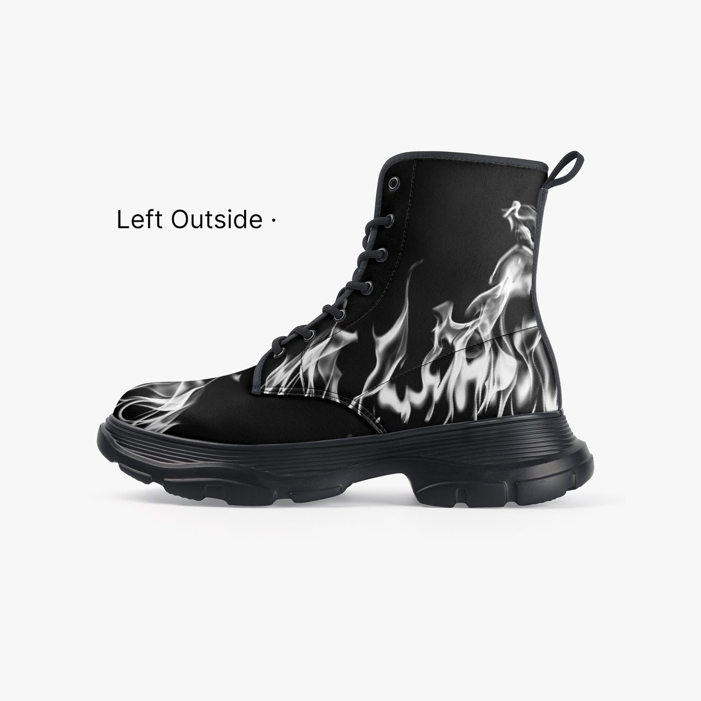 YAHSHUA HAMASHIACH "Consume" Leather Chunky Boots Left Outside