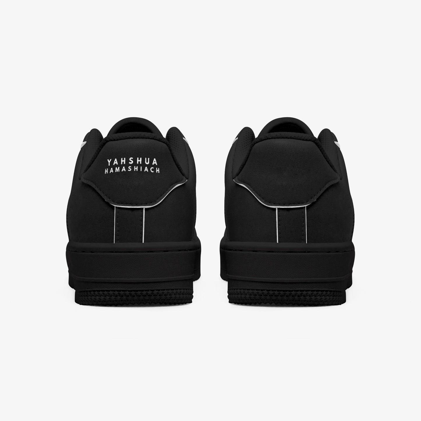 YAHSHUA HAMASHIACH "DOTL" Low-Top Leather Sports Sneakers - Black Sol Back