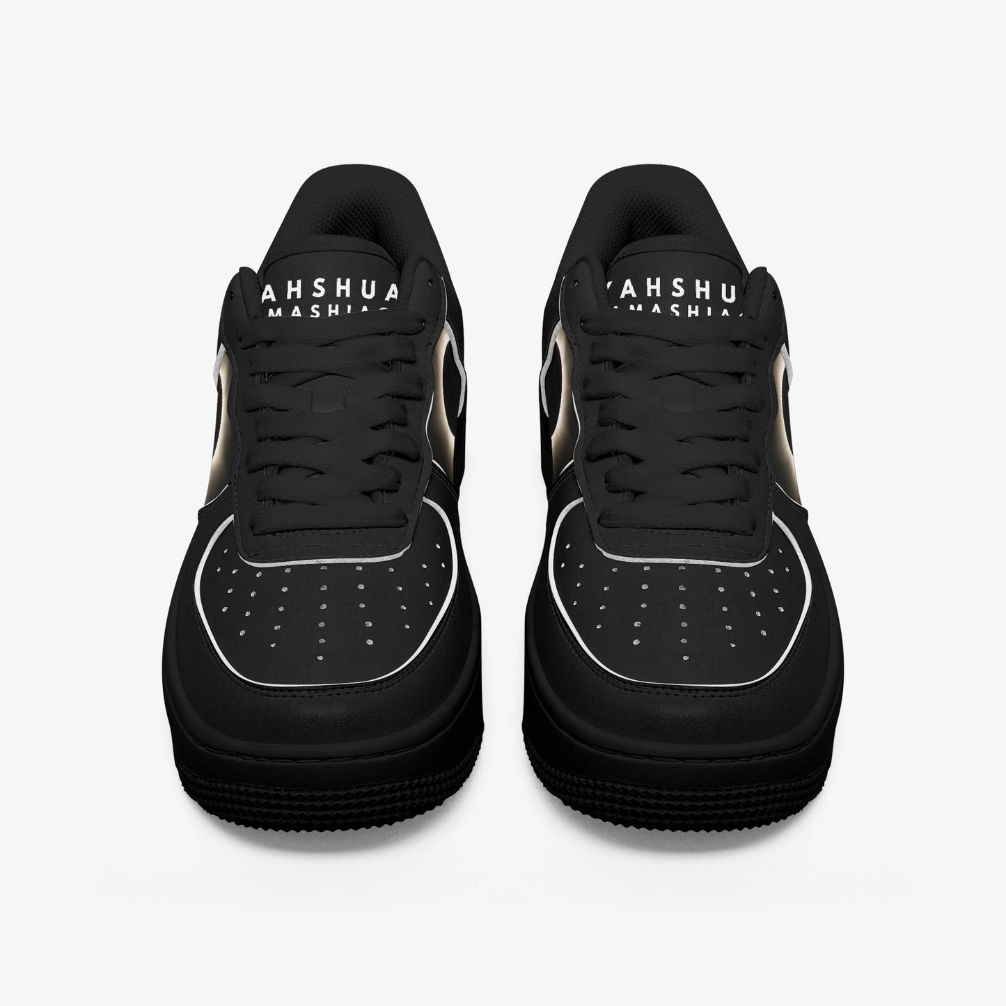 YAHSHUA HAMASHIACH "DOTL" Low-Top Leather Sports Sneakers - Black Sol Front