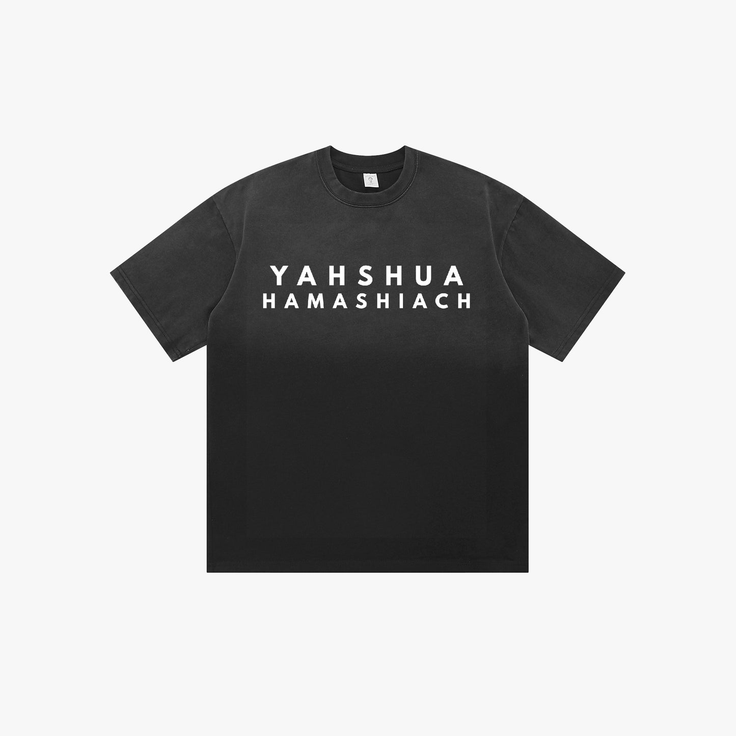 YAHSHUA HAMASHIACH Vintage Two-Tone Gradient T-shirt Dark Grey Front