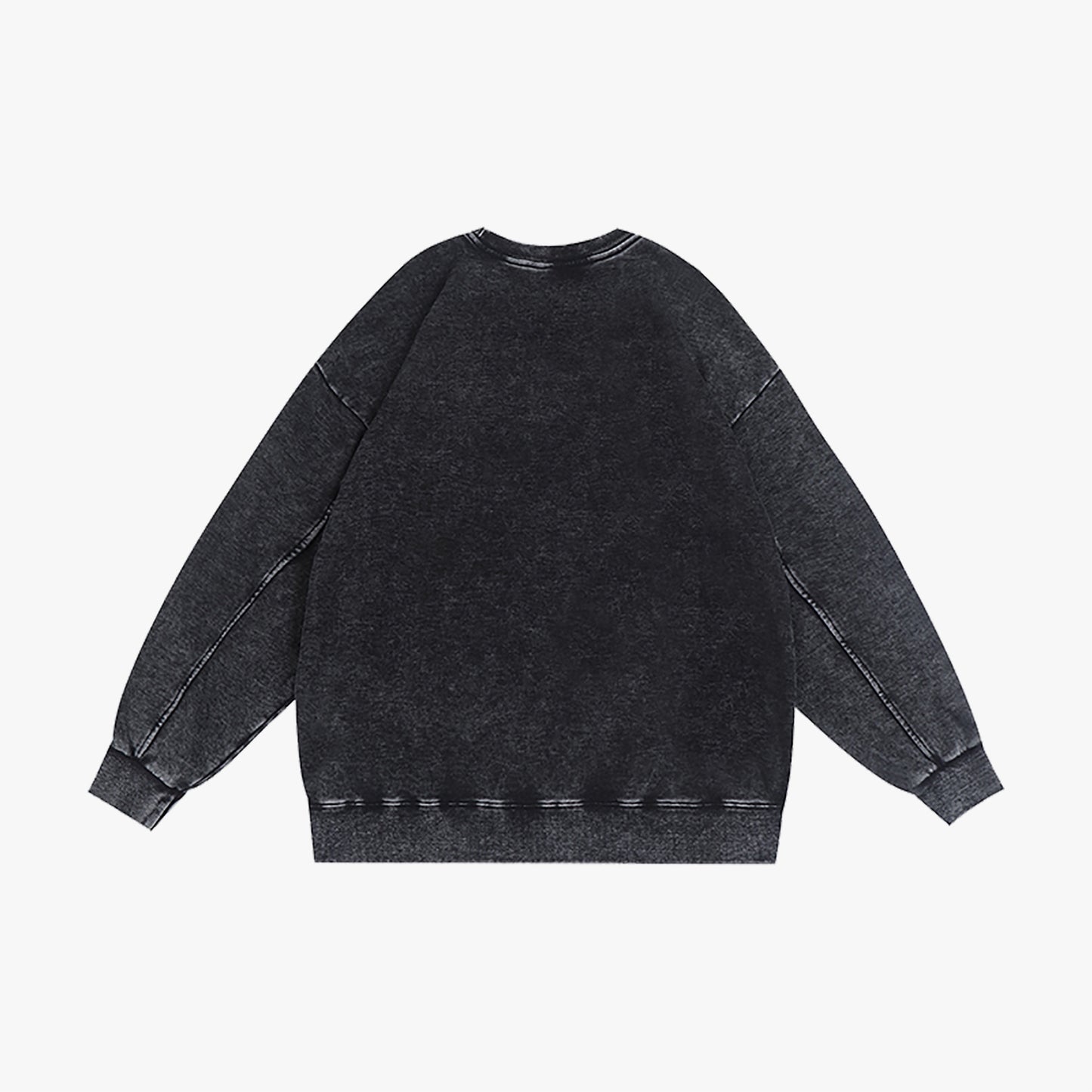YAHSHUA HAMASHIACH Washed Vintage Crew-neck Sweatshirt Black Back