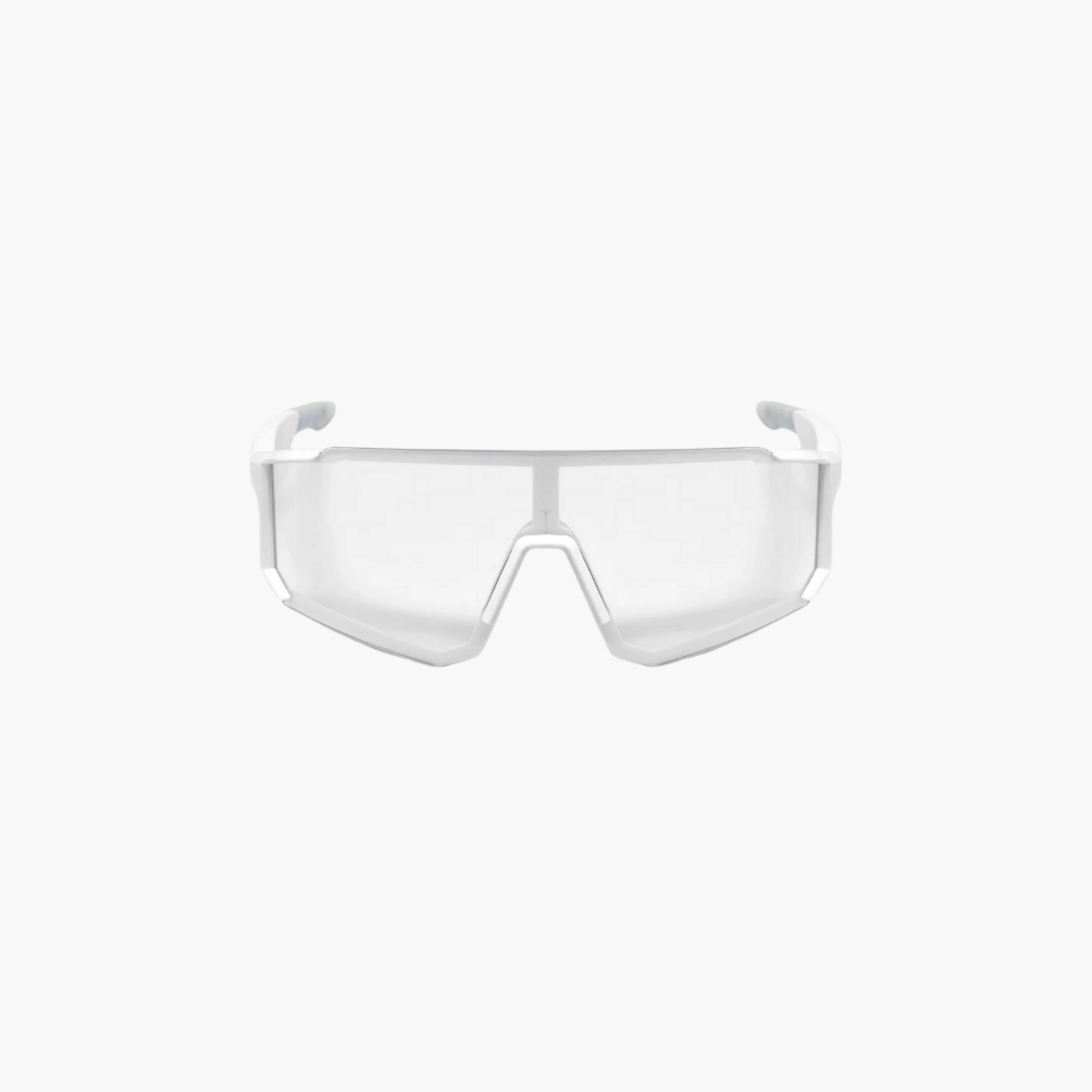 Clear sports glasses with photochromic lense on a white background