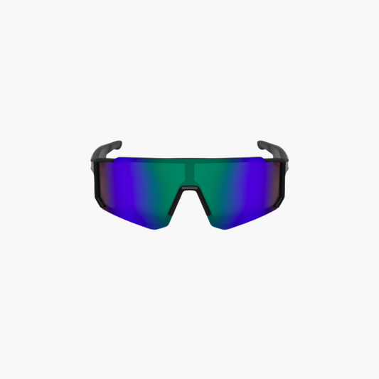 Black sports glasses with green blue lense