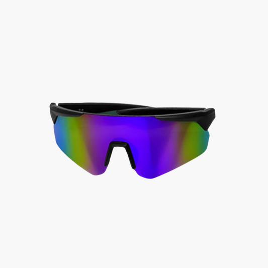 Black sports glasses with green blue lense