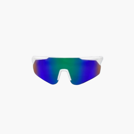 White glasses with blue green lense