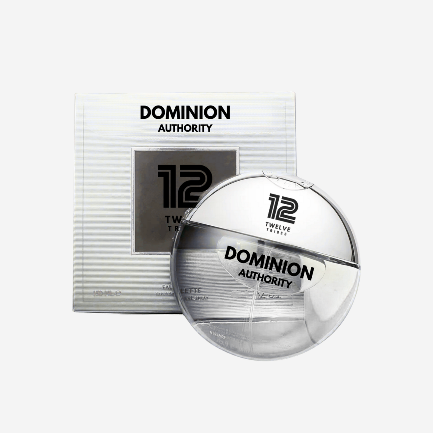 12 Tribes Dominion Authority perfume bottle and packaging on a white background