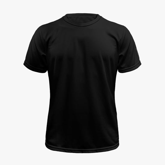 Black t-shirt on a white background