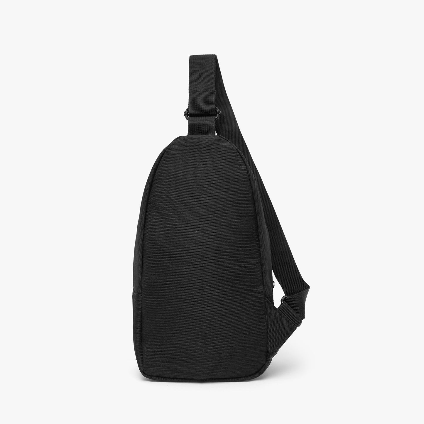 Black sling bag on a white background