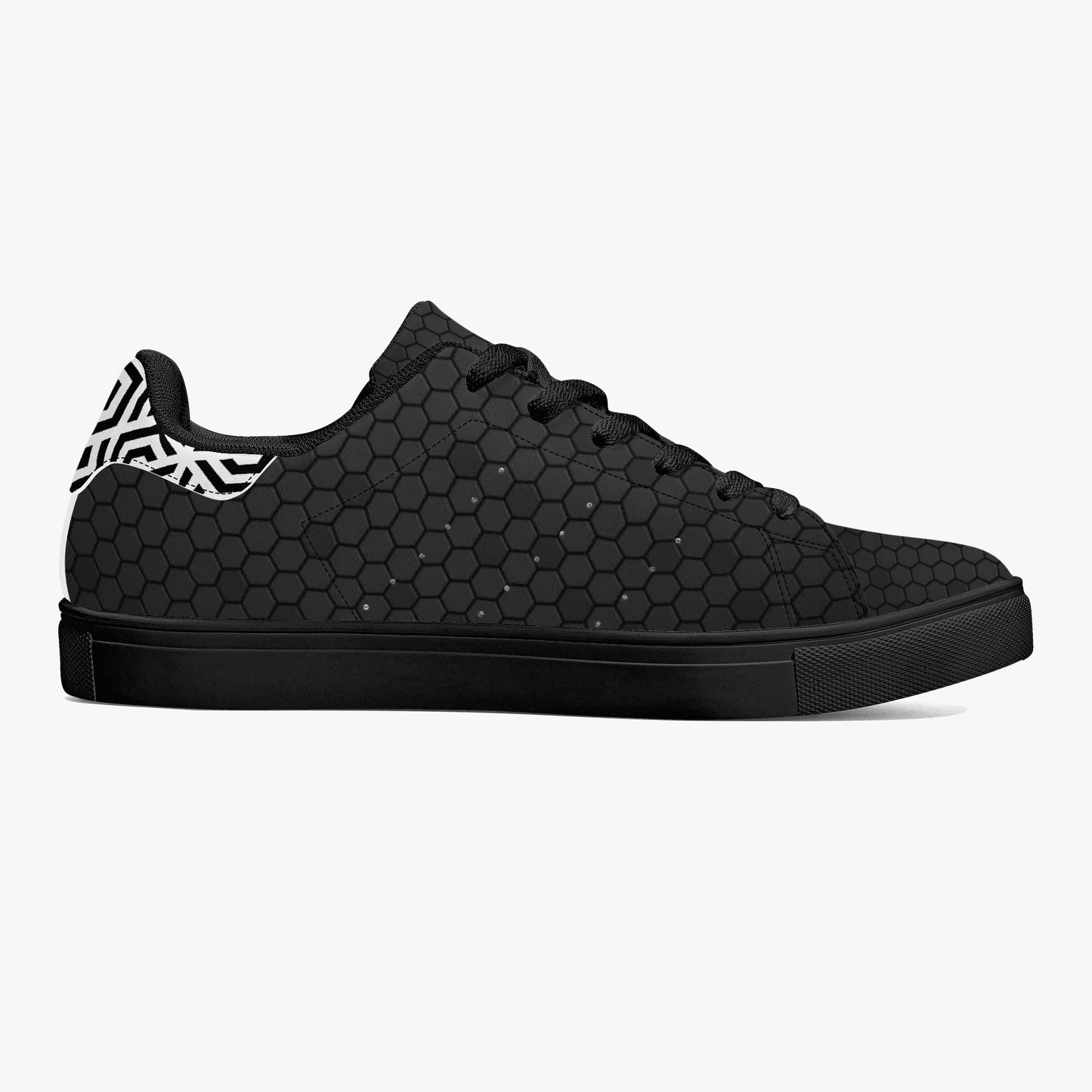 12 Tribes "Commit – Black Out" Low-Top Leather Sneakers