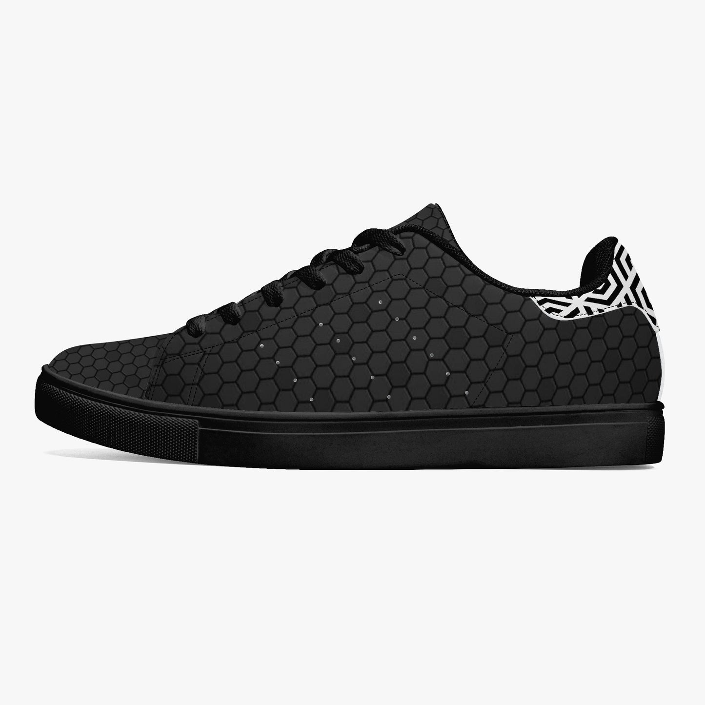 12 Tribes "Commit – Black Out" Low-Top Leather Sneakers