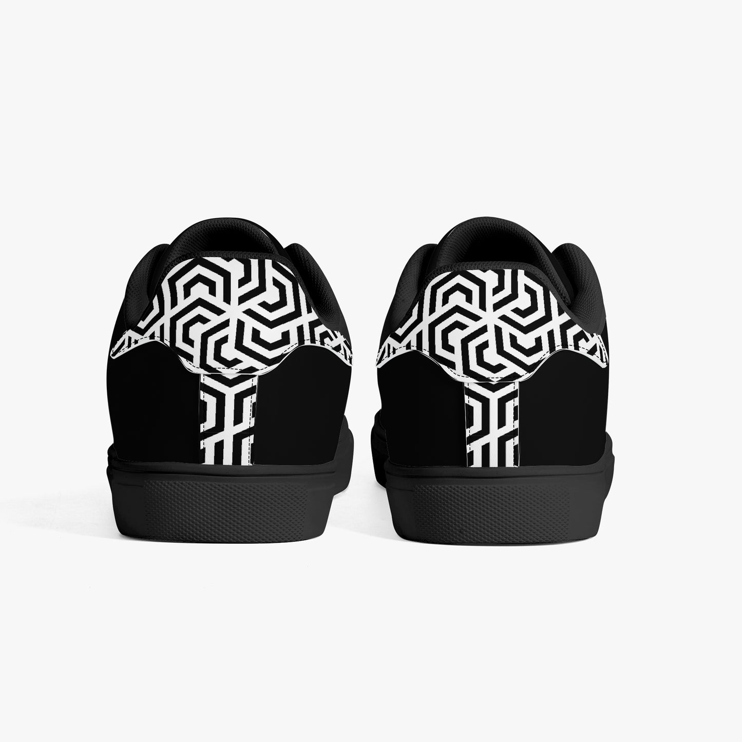 12 Tribes "Commit – Stealth Black" Low-Top Leather Sneakers – White/Black