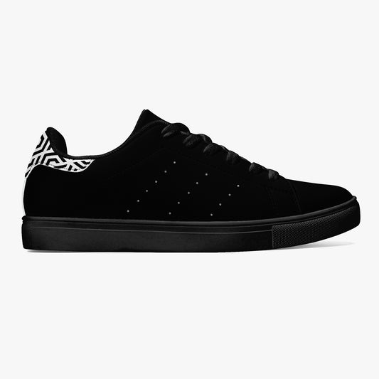 12 Tribes "Commit – Stealth Black" Low-Top Leather Sneakers – White/Black