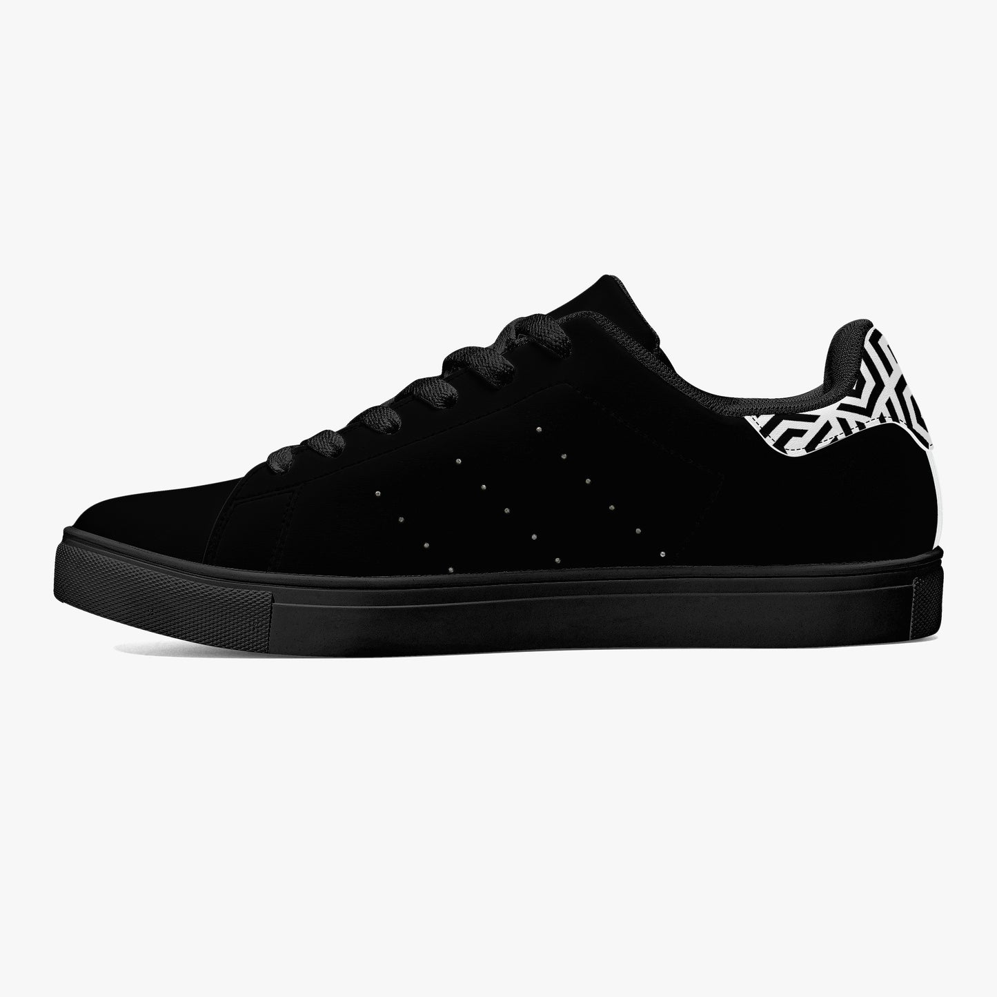 12 Tribes "Commit – Stealth Black" Low-Top Leather Sneakers – White/Black