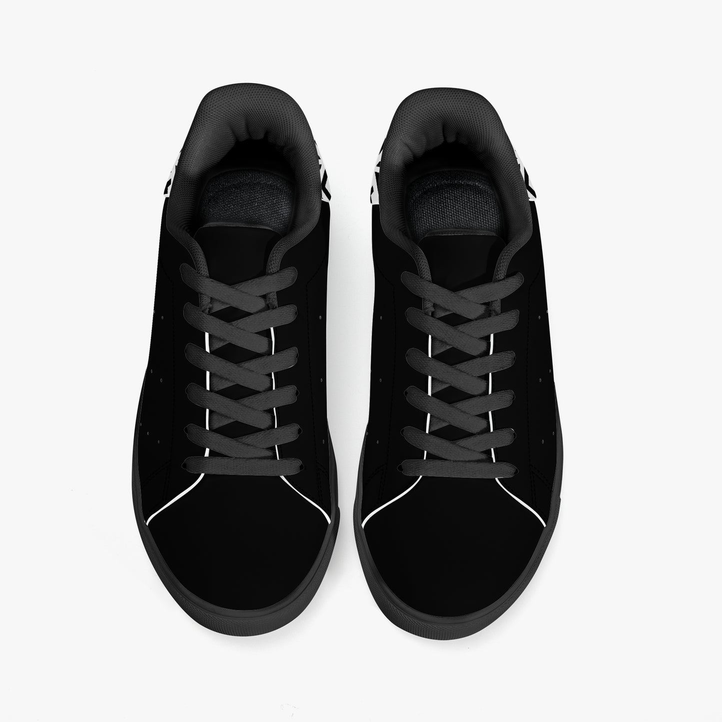 12 Tribes "Commit – Stealth Black" Low-Top Leather Sneakers – White/Black