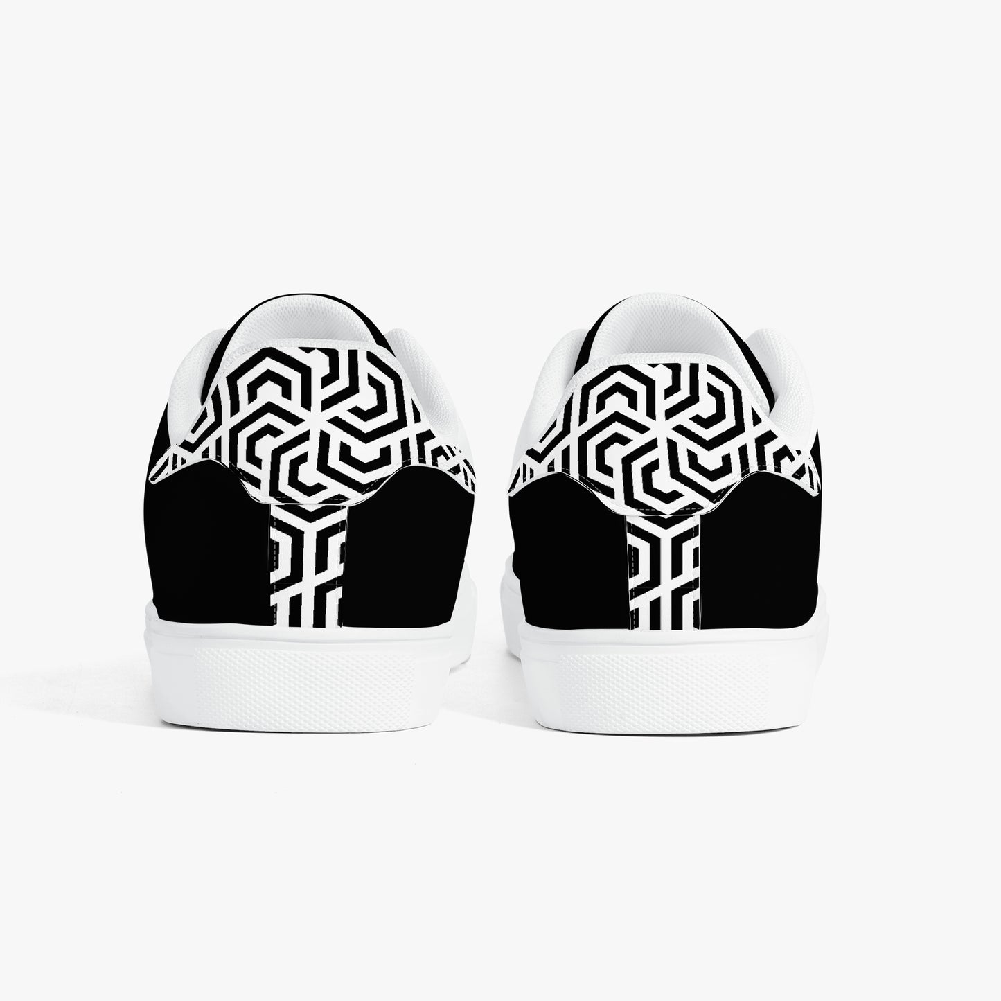 12 Tribes "Commit – Stealth Black" Low-Top Leather Sneakers – White/Black